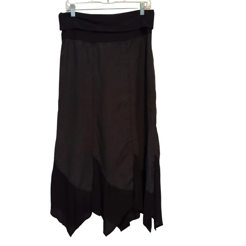 Lilly Mason Ramie Minimalist Lagenlook Artsy Asymmetrical Maxi Skirt Women's S